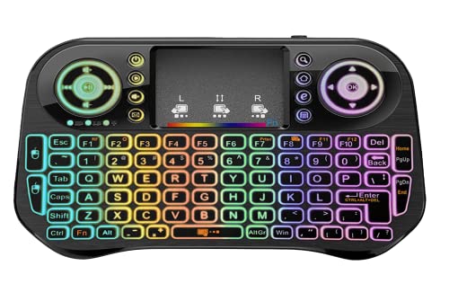 Mini teclado inalámbrico, teclado Android con panel táctil, teclado de TV inteligente, mini teclado multicolor de 2.4G para control remoto de Smart TV, PC/Pad/Xbox/Android Box