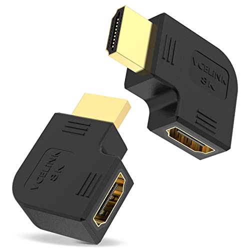 VCELINK 8K Adaptadores HDMI 90 Grados y 270 Grados, Conector Codo HDMI 2.1 Macho a Hembra para Montaje en Pared TV/Portátil/Roku Stick/ PS5