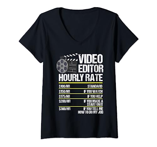 Mujer Edición de vídeo de películas, editor de video, videógrafo Camiseta Cuello V