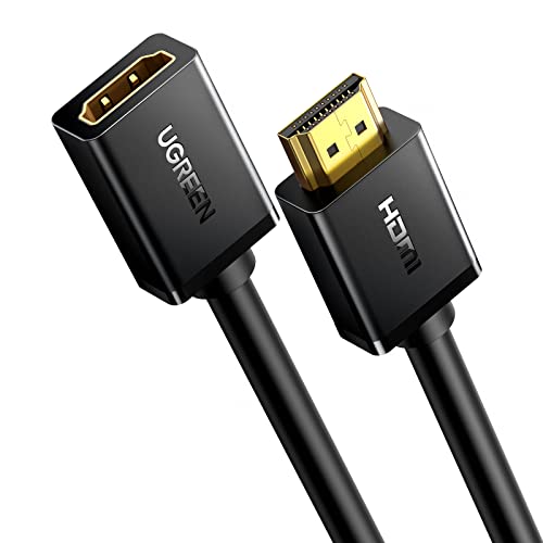 UGREEN Cable Alargador HDMI, Prolongador HDMI Macho a Hembra de Alta Velocidad con Ethernet 4K@60Hz 3D para Reproductores BLU-Ray, Smart TV, Chromecast, Xbox 360, PS3, PS4(0.5 Metros)