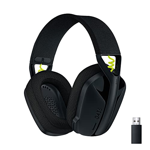 Logitech G435 Auriculares Inalámbricos LIGHTSPEED para Gaming - Ligeros, micrófono integrado, Batería de 18 horas, Compatibles con Dolby Atmos, Bluetooth, PC, PS4, PS5, Móvil - Negro