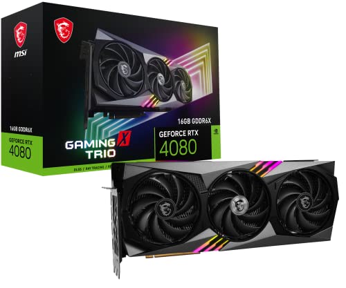 MSI GeForce RTX 4080 16GB GAMING X TRIO 16GB DDR6X, 2610 Mhz 256-bit 22,4 Gbps PCIE 4.0, tarjeta gráfica gaming 4711377027229