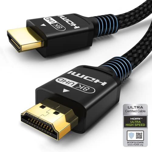 Cable HDMI 2.1 Certificado 1 Metro ARC eARC pour PS5 4K 120Hz 144Hz 8K 10K 60Hz 48Gbps 7680p ALLM VRR Dolby HDR 10+ HDCP 2.2 Compatible Cine en casa Xbox TVs PC