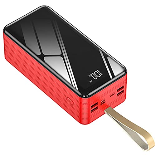 XLBHSH Power Bank 60000mAh, Cargadores portátiles Power Bank portátiles, Banco de energía [4 USB Puertos de Salida] LED Linterna USB Cargador Rápido de Teléfono Celular para iPhone Android,Rojo
