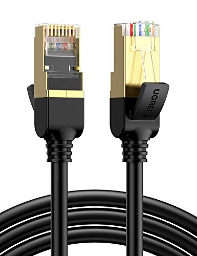UGREEN Cable de Red Cat 7, Cable Ethernet LAN 10000Mbit/s con Conector RJ45 (10 Gigabit, 600MHz, Cable FFTP), Compatible con Cat 6, Cat 5e, Cat 5, etc, Cable Redondo (3 Metros, Negro)