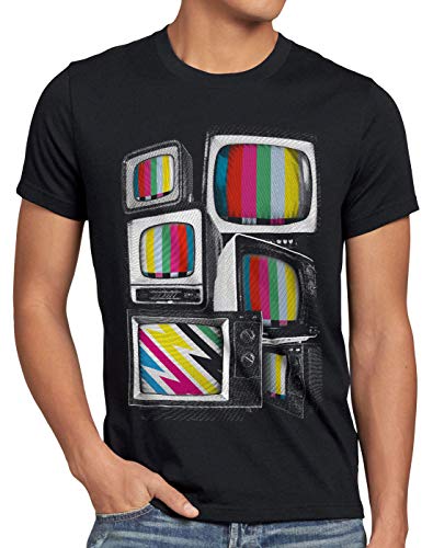 style3 Vintage TV Camiseta para Hombre T-Shirt Monitor televisión, Talla:4XL, Color:Negro