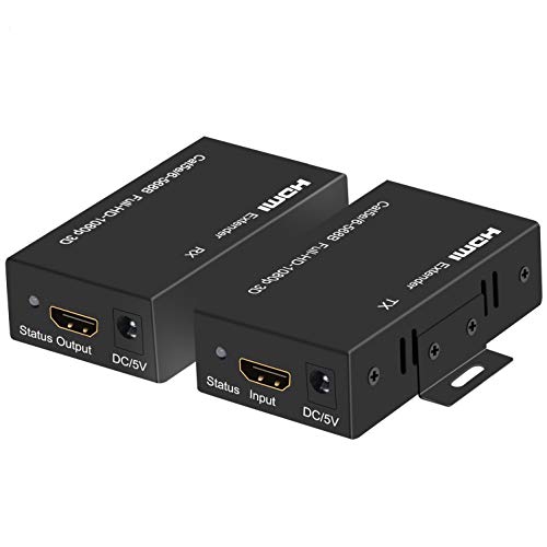 KUYIA Extensor HDMI 166 pies/50 m 1080P @ 60Hz 3D HDMI repetidor (TX y RX) EDID RJ45 a HDMI convertidor de transferencia individual por cable Cat5e/Cat6/Cat7/Cat8 con adaptador de corriente