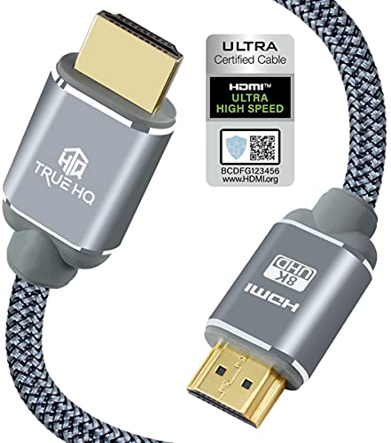 True HQ - Cable HDMI de alta velocidad 2.1 certificado 3M | Premium 8K HDMI Ultra HD 48Gbps | 8K @60Hz 4K @120Hz 144Hz RTX3080 PS5 Xbox Series X | VRR eARC HDCP 2.2/2.3 Dolby HDR10 4:4:4 LG OLED T