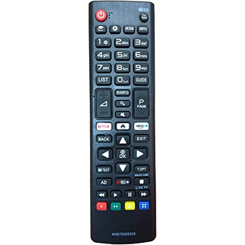 Nuevo Mando de reemplazo para el LG TV AKB75095308 Ajuste para Varios TV Ultra HD con Netflix Amazon Botones 43UJ6309 49UJ6309 60UJ6309 65UJ6309 - No se Requiere configuración Control Remoto