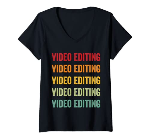 Mujer Edición de video Amante, Edición de video Hobbyist, Diseño de arco iris Camiseta Cuello V