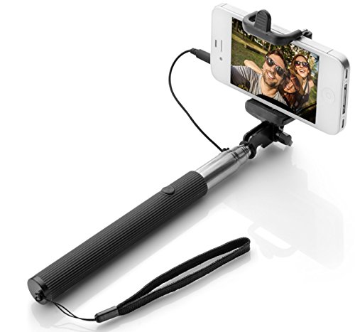 Palo selfie 3 colores – Cable – Varilla telescópica | Accesorios | Fotos | Stick – Varilla |iOS 5.0 Android OS 4.0 | Negro | Wpro Selfie Stick con disparador para todos los teléfonos móviles 2017