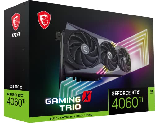 MSI GeForce RTX™ 4060 Ti GAMING X TRIO 8G Tarjeta gráfica - NVIDIA RTX 4060 Ti, 8GB de memoria GDDR6, 18Gbs, PCIe 4.0, DLSS 3