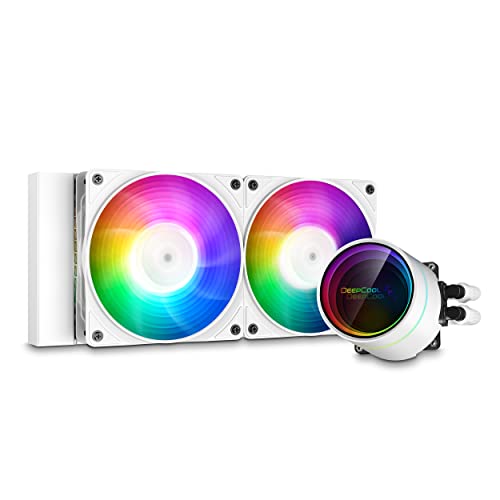 DeepCool CASTLE 240EX A-RGB Blanco, AIO Refrigeración Líquida de CPU,2 * 120mm ARGB PWM Ventiladores Silenciosos, Garantía de 3 Años