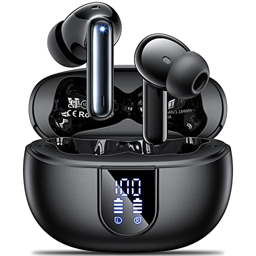 Auriculares Inalámbricos Bluetooth 5.3, Auriculares Bluetooth HiFi Estéreo, 42H Cascos Inalámbricos Control Táctil Pantalla LED, Incorporado ENC Cancelación de Ruido, Auriculares IPX6 Impermeables