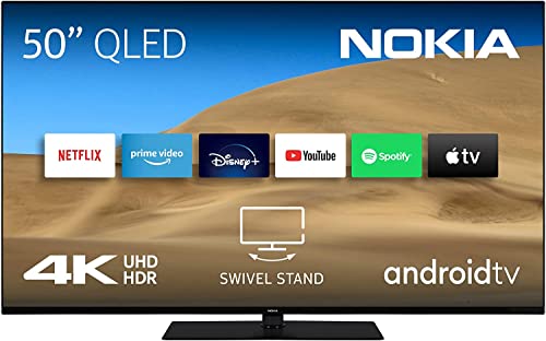 Nokia 50 Pulgadas (126 cm) QLED 4K UHD Television Smart Android TV (WLAN, Dolby Vision, HDR10, DVB - C/S2/T2, Netflix, Prime Video, Disney) - QNR50GV215ISW - 2022