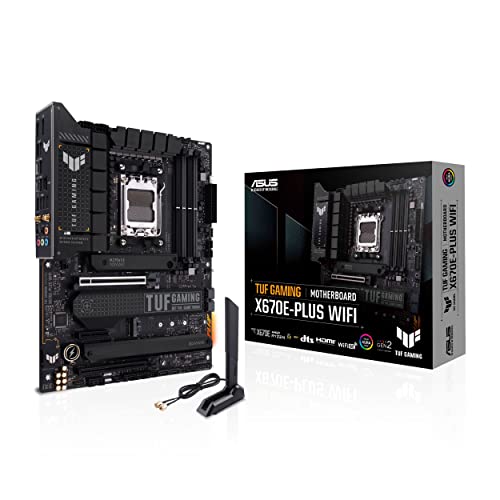 ASUS TUF Gaming X670E-PLUS WiFi - Placa Base ATX (AMD Ryzen AM5, VRM de 16 Fases, PCIe 5.0, DDR5, 4 Ranuras M.2, WiFi 6E y Ethernet de 2,5 GB, Cabezal USB 4 y Aura Sync)