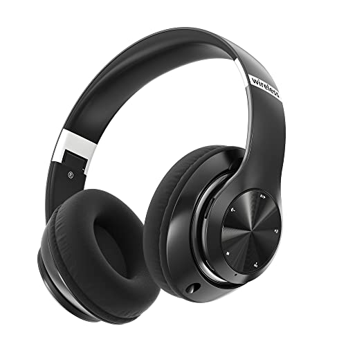 9S Auriculares Inalambricos Bluetooth Plegables, 60 Horas de Reproducción Cascos Inalambricos Bluetooth Diadema Estéreo HiFi con Micrófono, 6EQ Modos, Soporte Micro TF/FM, para PC/TV/Fones. (1-Negro)