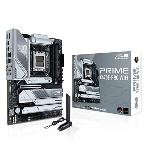 ASUS Prime X670E-PRO WiFi - Placa Base ATX (AMD Ryzen AM5, PCIe 5.0, 4 Ranuras M.2, DDR5, USB 3.2 Gen 2 x 2 de Tipo C, Compatible con USB4, WiFi 6E y Ethernet de 2,5 GB)