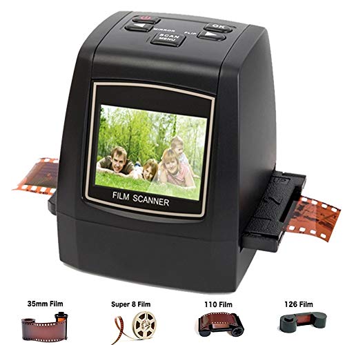 DigitNow! Escáner de diapositivas y negativos, películas Super-8, 35 mm, 110 mm y 126 mm, ranura para tarjetas SD/MMC, interfaz USB 2.0, 22 megapíxeles, memoria CMOS, negro