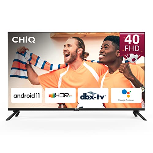 CHiQ L40H7C, Smart TV 40 Pulgadas FHD Android 11 TV, HDR10, DBX-TV, Quad-Core CPU, Frameless (Sin Marco), Wi-Fi Dual Band, Bluetooth5.0, Google Assistant, HDMI/USB