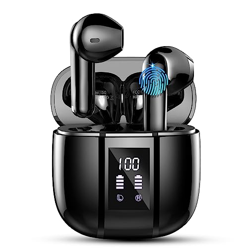 2023 Auriculares Inalambricos Bluetooth, Half-In-Ear Auriculares Bluetooth 5.3, 48 Horas Estéreo HiFi con Reducción de Ruido, IP7 Impermeable Cascos Inalambricos, Comodidad Ligera, Carga Rápida USB-C