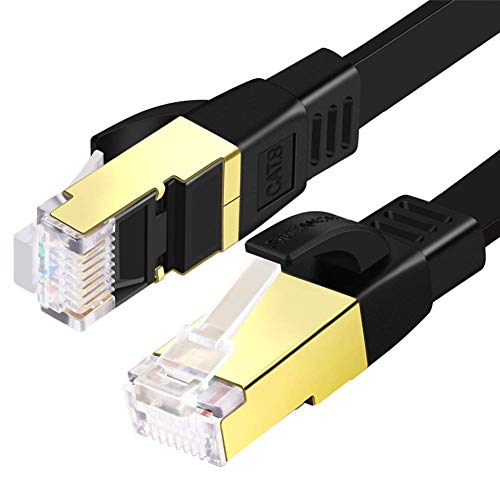 SHULIANCABLE Cable Ethernet Cat 8, Cable de Red Plano Cable de Conexión RJ45 LAN Cable 40 Gbps,2000Mhz, para Router,TV Box,PS5,Servidor (3Meter)