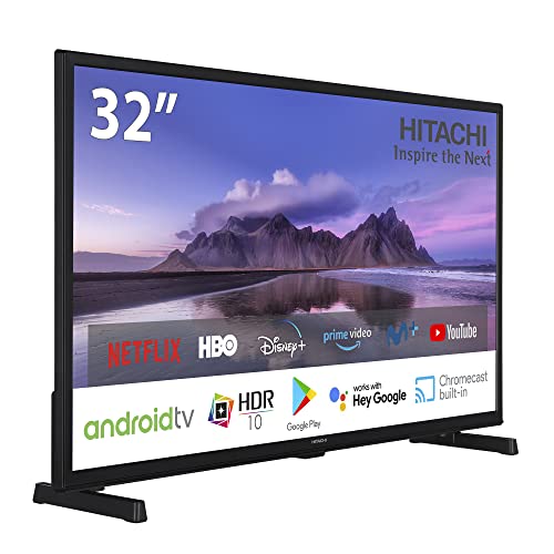 H I T A C H I 32HAE2351 Android Smart TV 32 pulgadas, alta definición, HDR10, Bluetooth, Google Play, Chromecast integrado, compatible con Google Assistant TDT y satélite