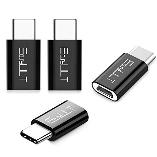 EasyULT Adaptador USB C a Micro USB[4 Pack], Micro USB a Type C Conector para Transferencia de Datos para Xiaomi 9/9Pro, Huawei P20 Lite, Galaxy S10+/S9 y más-Negro