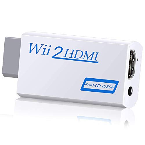 XCOZU Adaptador Wii a HDMI, adaptador Wii HDMI 1080P/720P Full HD Convertidor de salida de vídeo con conector jack de 3,5 mm, salida de audio para Wii TV, proyector de TV, color blanco