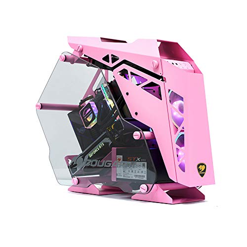 COUGAR Gaming - Caja de PC Gaming Mini Conquer, Aluminio + Cristal Templado Rosa, 385LMV0.0003