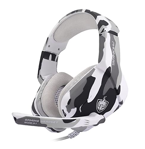 YOTMS Auriculares Gaming, H1 3D Premium Over Ear Cascos Gamer Headset con Micrófono y Control de Volumen para PS4, PS5, Switch, PC, Xbox One, Mac, 5.1 Sonido Estéreo, Regalo para Niños, Camuflaje