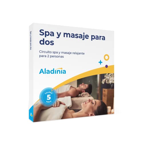 ALADINIA SPA y Masaje para Dos. Pack de experiencias originales para regalar. Cofre con circuito spa y masaje para dos, ideal para parejas o amigos. Validez 5 años, Cambios Gratis e ilimitados