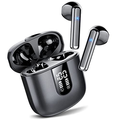 Jesebang Auriculares Inalámbricos, 2023 Auriculares Bluetooth 5.3 con HD Micrófono, Cascos Inalambricos Bluetooth con Potentes Altavoces de 13 mm, Sonido Melodioso, LED Pantalla, Negro Misterioso