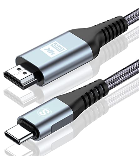 sweguard Cable USB C a HDMI 4K 4 m, USB tipo C a HDMI UHD, cable trenzado Thunderbolt 3/4, compatible con MacBook Pro/Air, iMac, iPad Pro, Samsung Galaxy S23 a S8, Surface, Dell, HP