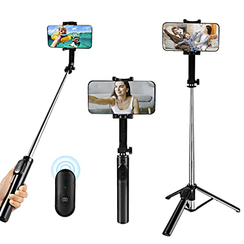 AIBUCOLL Selfie Stick Tripod Stand with Bluetooth| 360° Rotation Cell Phone Tripod Compatible with iOS 5.0 or Above Android 4.3 or Above| up to 40 Inches