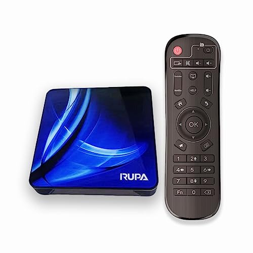 RUPA Android 11 TV Box, 4GB RAM 64GB ROM Smart TV Box Compatible con 1080P Ultra HD 4K HDR USB 3.0, RK3318 Dual-WiFi 2.4/ 5GHz 100M LAN Smart TV Box