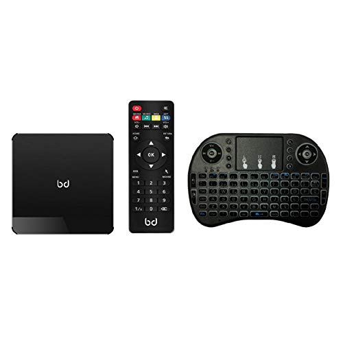 Biwond HomeBox Pro (Smart TV,Mini PC,4K,HDR,Android 9.1,4GB RAM,32GB Memoria,Quad Core, Bluetooth, DLNA, Teclado Inalámbrico Incluido, HDMI) - Negro