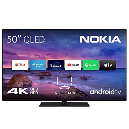 Nokia 50 Pulgadas (126 cm) QLED 4K UHD Television Smart Android TV (WLAN, Dolby Vision, HDR10, DVB - C/S2/T2, Netflix, Prime Video, Disney) - QNA50GV210ISW - 2022