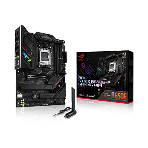 ASUS ROG Strix B650E-F Gaming WiFi, Placa Base AMD Ryzen AM5 ATX (VRM de 12 + 2 Fases, DDR5, 3 Ranuras M.2, PCIe 5.0, WiFi 6E, 2.5G LAN, USB 3.2 Gen 2x2 de Tipo C, Aura Sync RGB)