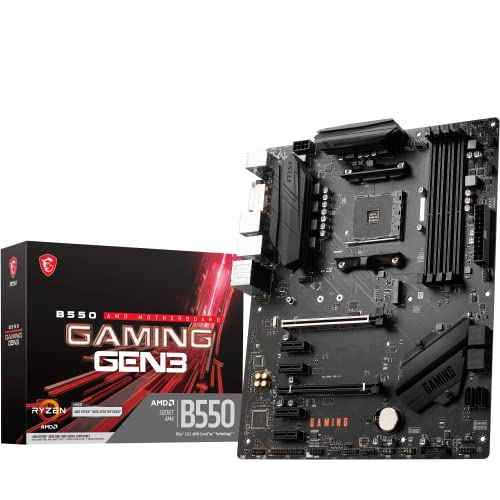 MSI B550 GAMING GEN3 Placa Base, ATX, AM4 - Compatible AMD Ryzen 5000 - DDR4 Boost 4400+MHz/OC, PCIe 3.0 x16 Ranuras, 1 x M.2 Gen3 Ranura, 1G LAN