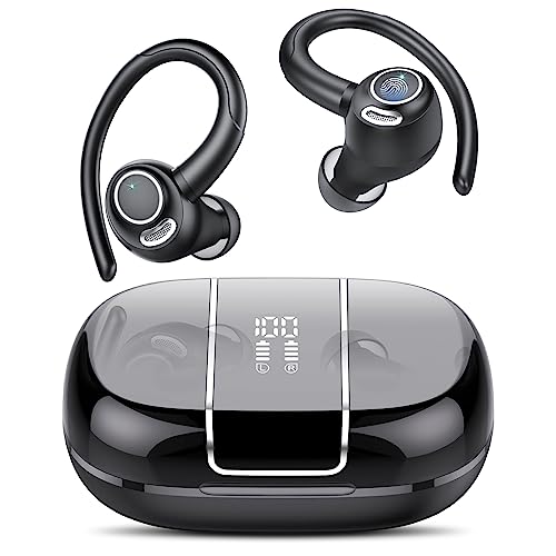 Csasan Auriculares Inalámbricos Deportivos, Auriculares Bluetooth 5.3 con Llamada Clara CVC 8.0, 48H de Reproducción HiFi Estéreo Cascos Inalambricos con Pantalla LED, IPX7 Impermeables/Running/Sport