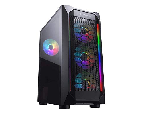 Cougar MX410 Mesh-G RGB Potente Flujo de Aire y Compacto Caja de Torre Media con Vidrio Templado, Doble Tiras RGB y 4 Ventiladores RGB