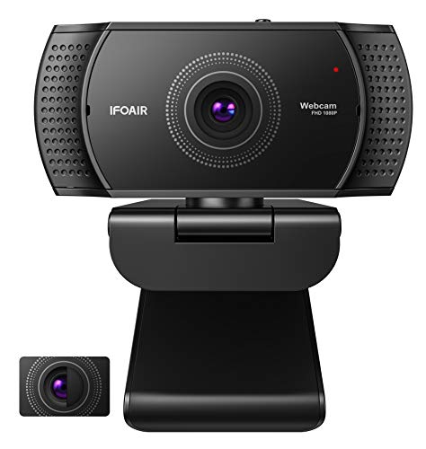 IFOAIR Cámara Web Cubierta de privacidad 1080P FHD. Webcam USB con micrófono, Plug and Play para Escritorio/portátil/Smart TV. Streaming y Llamadas Youtube/Skype, etc.