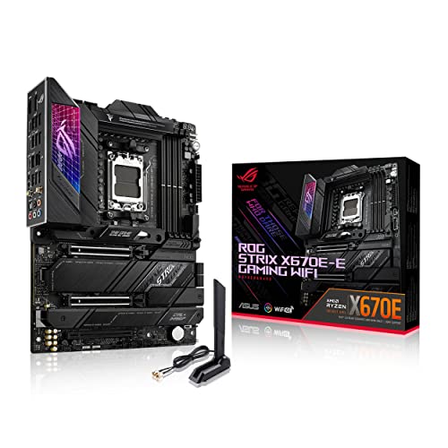 ASUS ROG Strix X670E-E Gaming WiFi - Placa Base ATX (AMD Ryzen AM5, VRM de 18 + 2 Fases, DDR5, 4 Ranuras M.2 con disipadores térmicos, PCIe 5.0, USB 3.2 Gen 2 x 2, WiFi 6E, AI Cooling II y Aura Sync)