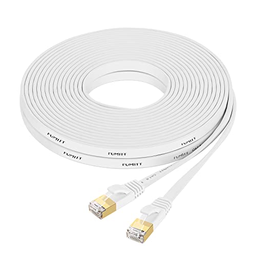 Fumitt Cable Ethernet Cat 8 de 15 m, cable de red de Internet Gigabit RJ45 Lan plano de alta velocidad 40 Gbps 2000 MHz para interruptor, router, módem, Xbox, PS4, TV Box