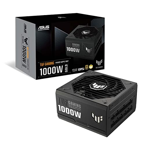 ASUS TUF Gaming 1000W Gold - Fuente de alimentación modular (80+ Gold, compatible con ATX 3.0, componentes de grado militar, doble rodamiento de bolas, Axial-tech, PCB, 10 años de garantía)