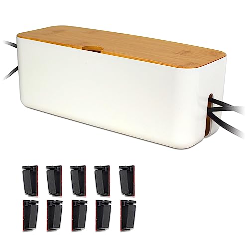 Claw Pack Caja Organizador Cables + 10 Clips – Cubre Desorden Escritorio – Organizador Guarda Cables – Esconder Cables Oficina