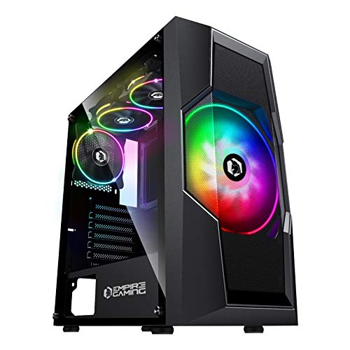 Empire Gaming - Caja PC Gamer Onyx - ARGB Torre Mediana ATX, Micro ATX e ITX - 4 Ventiladores LED RGB Adressables (1x200 mm y 3x120 mm) – Pared Lateral en Cristal Templado