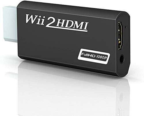 Wii a HDMI Adaptador, gana Wii a HDMI convertidor Conector con Salida de vídeo de 1080p/720p y 3,5 mm Audio - Soporta Todos los Modos de visualización de Wii (Wii a HDMI Negro)