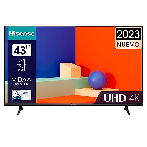 Hisense 43A6K UHD 4K VIDAA Smart TV, 43 Pulgadas Televisor, Dolby Vision, Modo Juego Plus, DTS Virtual X, Control por Voz televisor (Nuevo 2023)